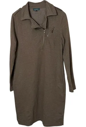 Lauren Jeans Co Ralph Lauren Brown Quarter Zip Shift Dress M thumbnail 1
