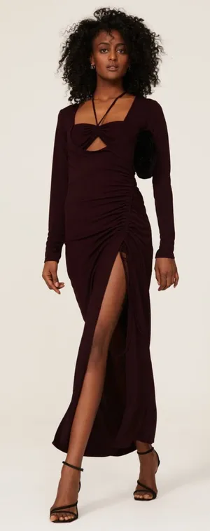 Nicholas Noel Gown Plum Burgundy Red Size 8 thumbnail 1
