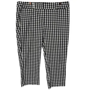 Ann Taylor Women's Curvy Gingham Cropped Pants Black White Check Size 16 Preppy thumbnail 4