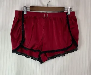 Ekouaer Women's Satin Pajama Sleep Shorts Red Black Lace Trim XL Lounge Sleepwea thumbnail 1