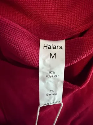 Halara M Peto Red waffle like Adjustable Strap Overalls With Front Pockets Size thumbnail 5