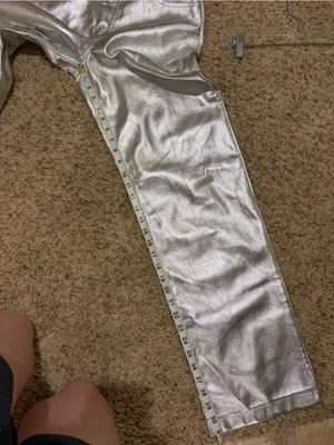 Abercrombie & Fitch LONG The ‘90s Relaxed High Rise Pant Silver Metallic thumbnail 14