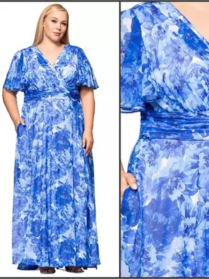 NWT Betsy & Adam Blue Plus Suze Floral Gown Size 20W 20 thumbnail 2