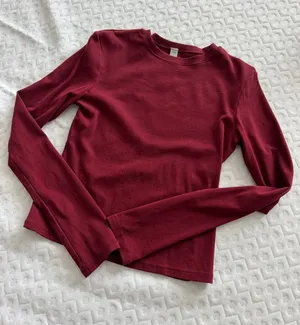 Classic Long Sleeve Crewneck Top - Burgundy thumbnail 1
