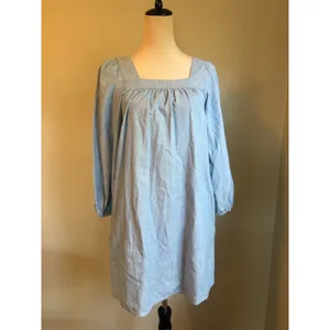 J.Crew Chambray Puff Sleeve Shift Dress Blue XS boho dainty cottage resort cute thumbnail 4