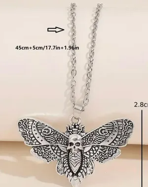Vintage Butterfly Skull Decor Clavicle Chain Pendant Necklace thumbnail 3