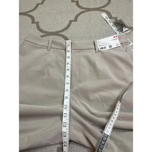NWT Uniqlo Smart Brushed Herringbone Ankle Trousers Natural Size 30, MSRP $50 thumbnail 5