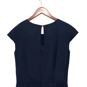 Amanda Uprichard Silk Cap Sleeve Pleated Shift Mini Dress Navy Blue Size L NEW thumbnail 5