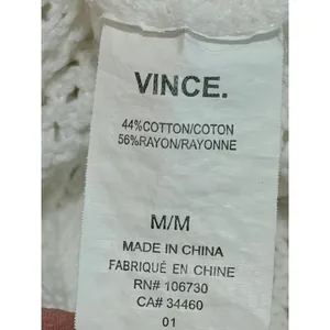 Vince White Mixed Knit Pointelle Cardigan Cotton Blend Drop Sleeve M Minimalist thumbnail 8