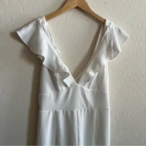 Lulu's White Plunging V Neck Flutter Sleeve Jumpsuit thumbnail 7