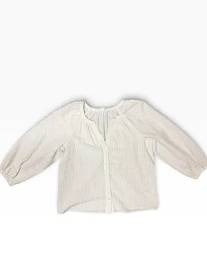 GAP White Seersucker Textured Button Front Peasant Blouse Size Medium thumbnail 2