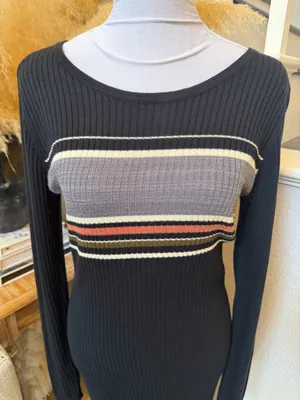 Abercrombie & Fitch A&F Collection Ribbed Striped Long Sleeve Dress Size M thumbnail 3