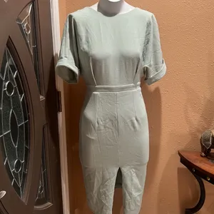 Asos mint green short sleeve midi dress nwt thumbnail 3