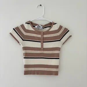 Princess Polly brown striped crop top thumbnail 2