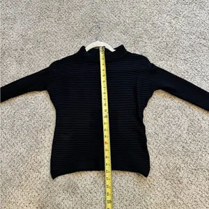 Exhibit A Black Silk Blend Ribbed Mock Neck Long Sleeve Top Medium Minimalist thumbnail 7
