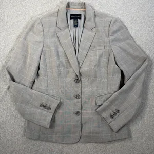 Banana Republic Women's Size 12 Gray Plaid Stretch Blazer Jacket Career Workwear thumbnail 1