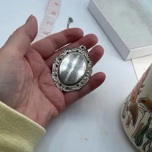 Vintage Asian themed ornate framed large pendant necklace. thumbnail 5