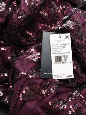 Adrianna Papell - V-Neck Long Sleeve Sequin Mermaid Gown thumbnail 6