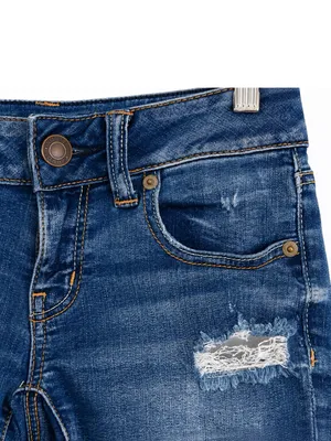 American Eagle Outfitters Dark Blue Distressed Denim Shorts thumbnail 3