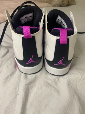 Nike Air Jordan Flight Club 91 Sneakers White Fuchsia Pink Girls Size 6Y thumbnail 3