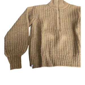 Sezane Nico Half Zip Pullover Wool Sweater Size: XS Brown thumbnail 4
