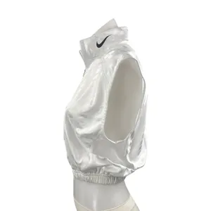 Nike Air Max Women's White Sleeveless Half Zip Boxing Athletic Crop Top Size S thumbnail 2