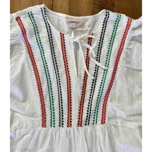 Knox Rose Women’s Dress XL White Multi Color Embroidered Boho Casual Pockets EUC thumbnail 7