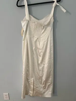 BHLDN NWT Ivory Satin Pearl Embellished Bridal Midi Dress Size S thumbnail 5
