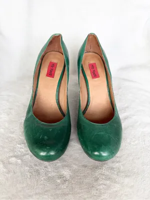 Miz Mooz Green Sunset Pumps Heels 6 Retro Round Toe Curved Heel Detailing thumbnail 3