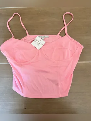 Love Tree Pink Bustier Corset Crop Top Ribbed Cami NWT Size L Y2K thumbnail 3