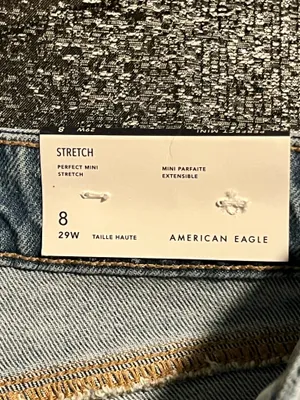 Womens sz8 NWT American Eagle High-Waisted Denim Mini Skirt Light Wash Raw Hem thumbnail 15