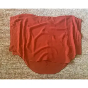 THML Anthropologie Orange Embroidered Cape Flutter Sleeve Sheer Sz M thumbnail 8