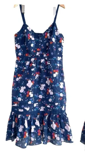 American Eagle Floral Mini Sundress Size 6 Lined Smocked Bodycon‎ Ruffle Hem thumbnail 1