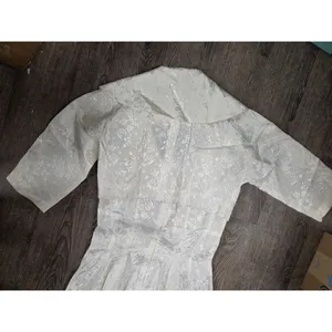 Vintage 1950s Brocade Antique Wedding Bride Dress with Jacket Small Cream Ivory thumbnail 7