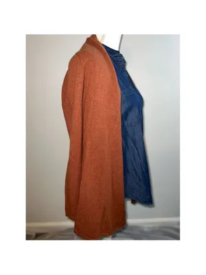 100% Cashmere Orange Cardigan Sweater SMALL thumbnail 2