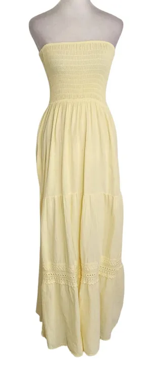 Sea Spice Yellow Boho Strapless Maxi Dress Size XL thumbnail 1