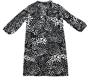 Banana Republic Shift Dress Black White Womens X-Small V-Neck 3/4 Balloon Sleeve thumbnail 1