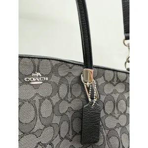 Coach Kelsey Satchel‎ Crossbody Bag Black Signature Canvas Shoulder Purse thumbnail 8