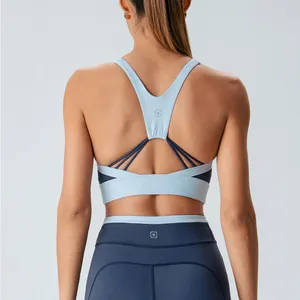 Berlook Activewear Navy Contrast U Neck Sports Bra - Light Support thumbnail 7