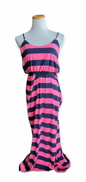 Womens Pinkblush Maternity Striped Airy Sleeveless Maxi Dress - Sz M thumbnail 1