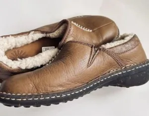 UGG Bettey 1928 Shearling Lined Brown Leather Tan Slip-On Shoes Size 7 thumbnail 3