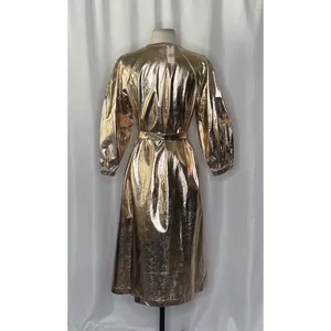 NWT!! Anthropologie MARE MARE Shine Faux Leather Shirt Dress Pearl Metallic XS thumbnail 9