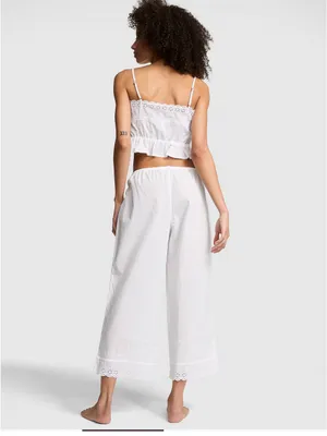 Frankie’s Bikinis White Cotton Eyelet-Trim Camisole & Pants thumbnail 2