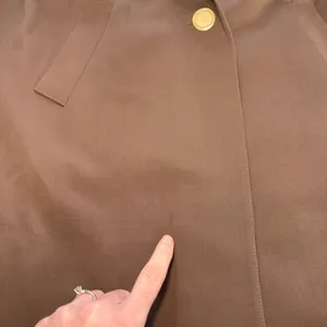 VTG 80s Linda Richards 100%‎ Wool Trench Coat Mauve Brown Made in USA sz 12 FLAW thumbnail 3