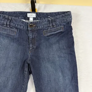 LOFT‎ 36X32 12 Dark Wash Denim Wide Leg Flare Jeans Stretch Retro Classic Preppy thumbnail 3