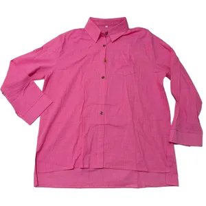 Women's Long Sleeve Button Up Gauze Pink Tunic Top Size Large #260394 thumbnail 1