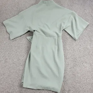 ASOS Womens Dress 4 Mint Green Textured Wrap V Neck Plunge Kimono Tie Waist thumbnail 6