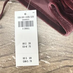 Abercrombie & Fitch velvet slip‎ dress burgundy size xs NWT thumbnail 4