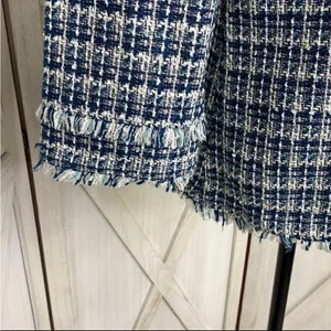 Ann Taylor Tweed Fringe Trim Boatneck Top Shirt‎ Blue White 8 Preppy Nautical thumbnail 11