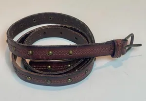 Source Unknown Vintage Brown Genuine Leather Belt Studded Detail Boho Western Style Size XL thumbnail 1